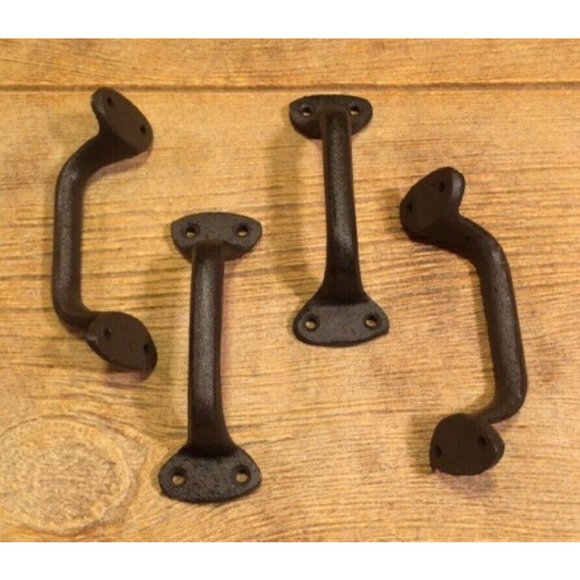 Two (2) Small Cast Iron Handle Barn Door Pulls Two (2) 0184-0053 - Picture 6 of 12